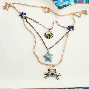 Betsey Johnson Blue Crab Shell Starfish Necklace